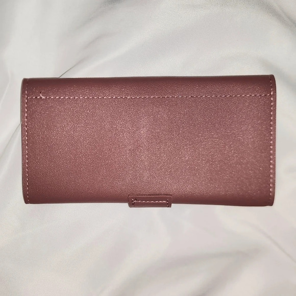 Mauve Tri-Fold Long Wallet w/ 10 Card Slots - Picture 2 of 5